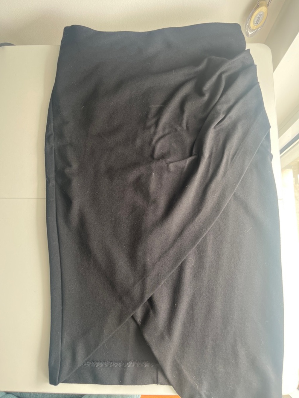 Dynamite Black Asymmetrical Wrap Pencil Skirt